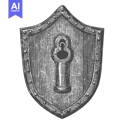 Aset desain premium: A Wooden Shield with a Keyhole in the Center