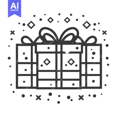 Aset desain premium: A Wrapped Gift Box with a Bow and Confetti