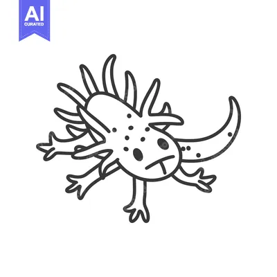 Premium design asset: A simple line drawing illustration of a stylized aquatic creature