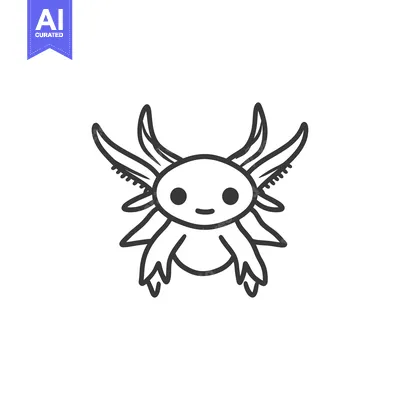 Aset premium populer: A cute stylized drawing of an amphibian axolotl creature