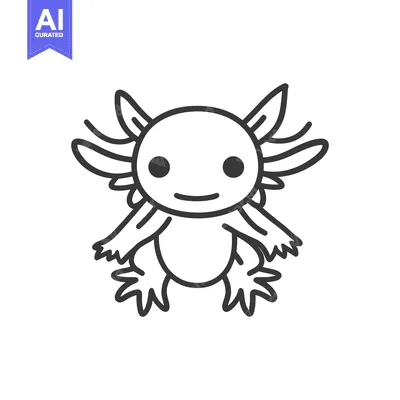 Aset premium populer: A charming cartoon illustration of a smiling axolotl creature