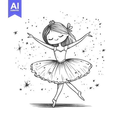 Aset premium populer: A Young Ballerina Dancing with Stars Surrounding Her