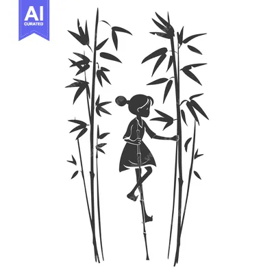 Aset premium populer: A young girl balancing on stilts in a bamboo forest