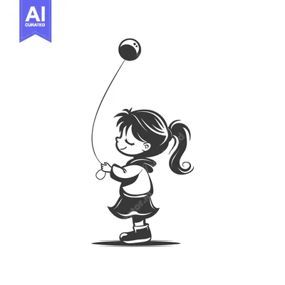 Popular premium asset: A young girl holding a balloon with a string attached to it.