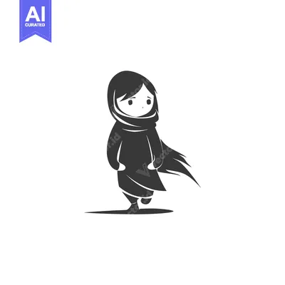 Popular premium asset: A young girl in a hijab walking with a pensive expression