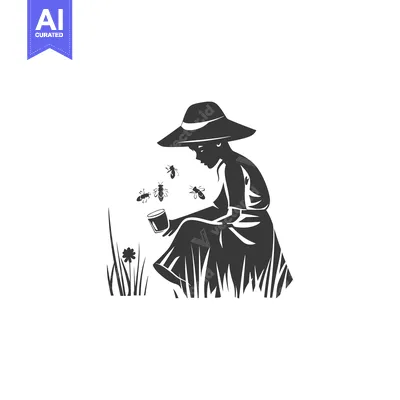 Popular premium asset: A young girl in a sunhat with a glass and flying bees