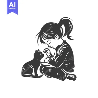 Popular premium asset: A young girl sits with her cat, looking down thoughtfully.