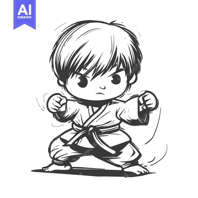 Premium design asset: A Young Karate Practitioner in a Fighting Stance