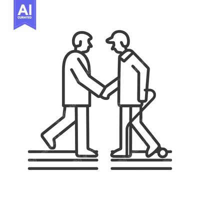Premium design asset: A Young Person Assisting an Older Person with a Walker