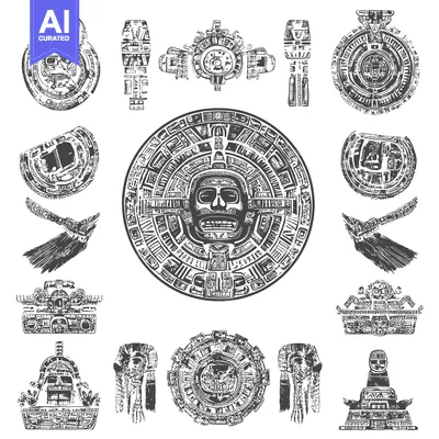Aset premium populer: Aztec and Mayan Glyphs and Symbols Collection