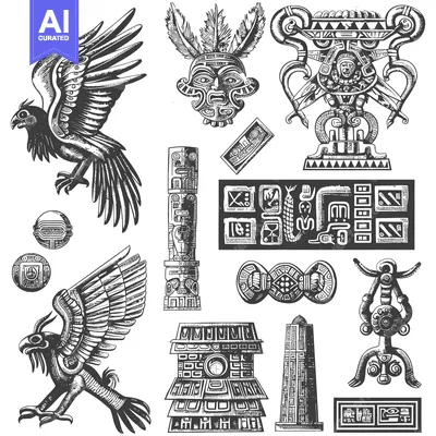 Aset premium populer: Aztec and Mayan-Inspired Geometric Patterns and Symbols
