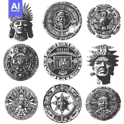 Aset desain premium: Aztec Calendar and Deities