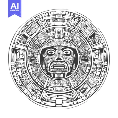 Aset premium populer: Aztec Calendar Stone with Central Deity Face