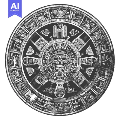 Aset premium populer: Aztec Calendar Stone with Deities and Glyphs