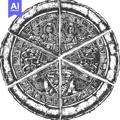 Premium design asset: Aztec Calendar Stone with Intricate Carvings and Symbols