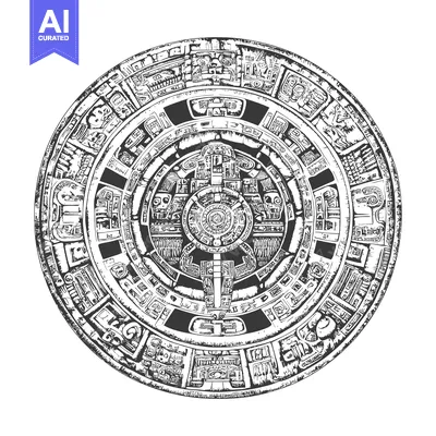 Aset premium populer: Aztec Calendar Stone with Intricate Designs and Symbols