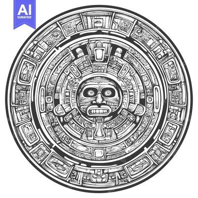 Aset premium populer: Aztec Calendar Stone with Intricate Detail
