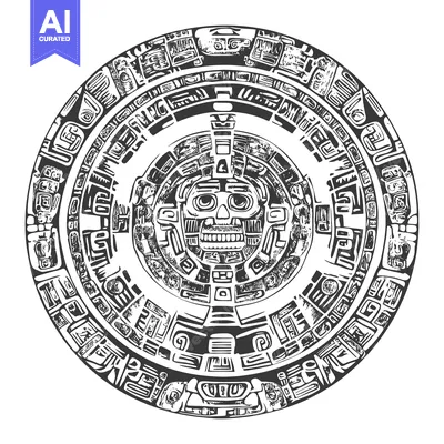 Aset premium populer: Aztec Calendar Stone with Skull and Ornate Detailing