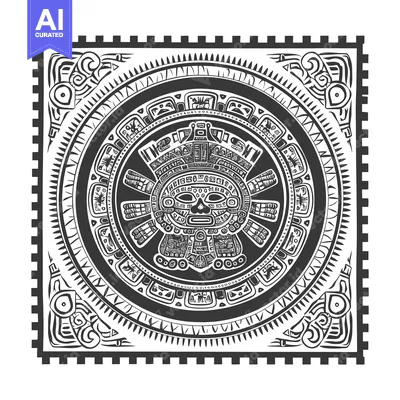 Aset premium populer: Aztec Calendar with a Central Deity Face
