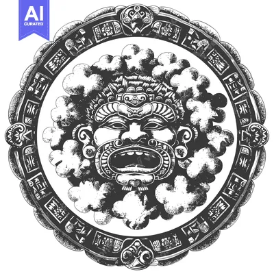 Aset premium populer: Aztec Calendar with a Detailed Carved Mask