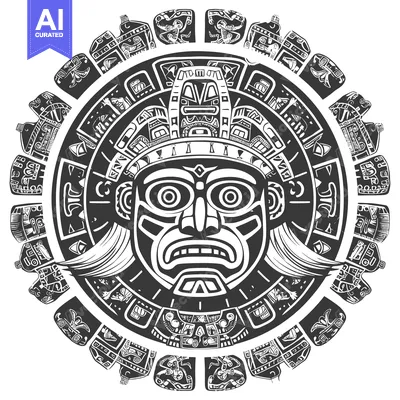 Popular premium asset: Aztec Calendar with Central Deity Face and Surrounding Glyphs