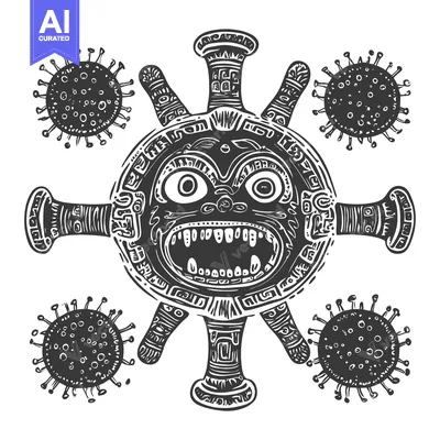 Aset premium populer: Aztec Deity with Coronavirus Symbolism
