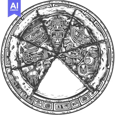 Aset premium populer: Aztec Design with Intricate Geometric Patterns and a Central Face