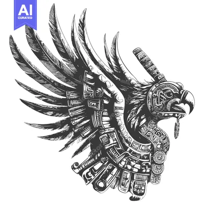 Aset premium populer: Aztec Eagle with Detailed Feather Wings and Ornamental Body