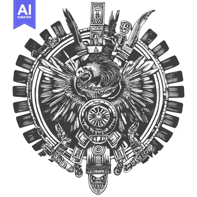 Aset premium populer: Aztec Eagle with Feathered Wings and Geometric Designs