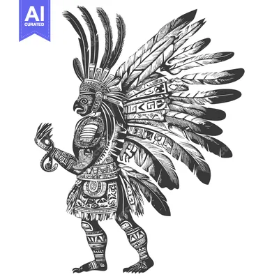 Aset premium populer: Aztec God in Feathered Headdress and Clawed Feet