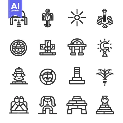 Aset desain premium: Aztec Icon Set for Symbolism and Design