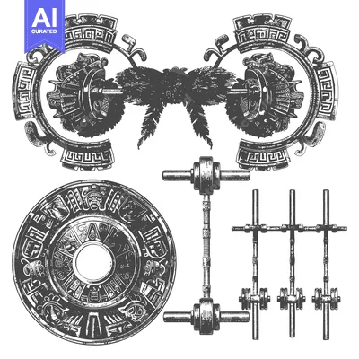 Popular premium asset: Aztec Inspired Fitness Equipment, Including Dumbbells, Weights, and a