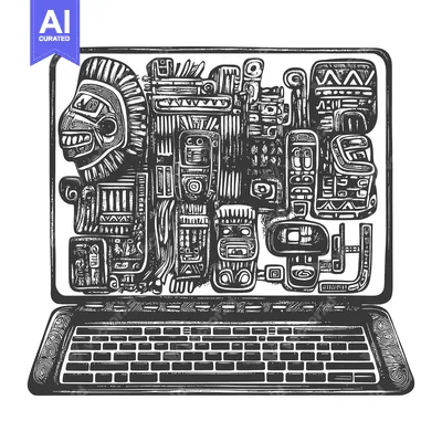 Aset premium populer: Aztec-Inspired Laptop Screen With Abstract Designs