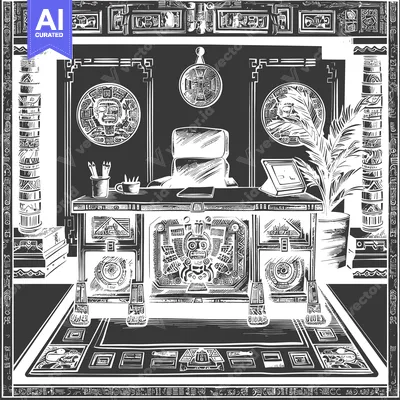 Popular premium asset: Aztec-Inspired Office Interior with Detailed Desk and Chair