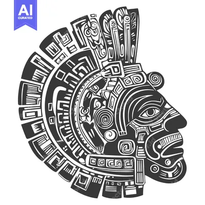 Aset desain premium: Aztec Inspired Profile of a Head with Geometric Patterns
