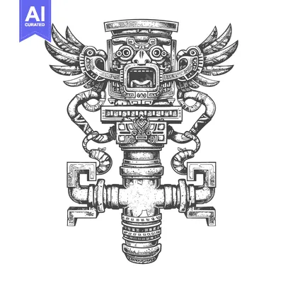 Popular premium asset: Aztec-inspired winged deity with mechanical body and pipes