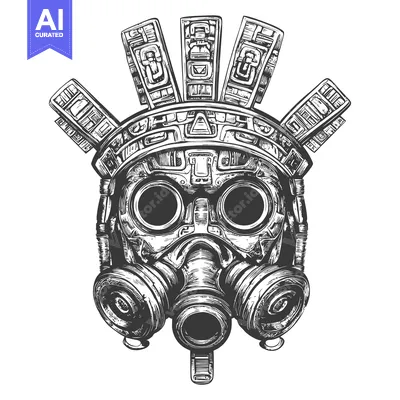 Aset premium populer: Aztec Mask with Gas Mask and Ornate Headwear