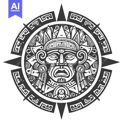 Aset premium populer: Aztec Mask with Geometric Pattern and Four Points