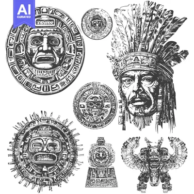 Aset premium populer: Aztec Mythology Symbolic Figures and Faces