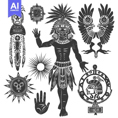 Popular premium asset: Aztec Mythology Symbols Set: Warrior, Sun, Hand, Bird and Head