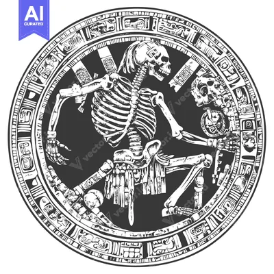 Popular premium asset: Aztec Skull and Bones in Ornate Circular Design