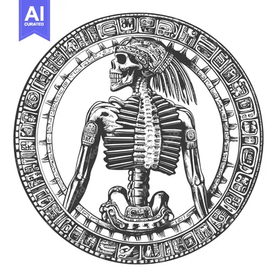 Popular premium asset: Aztec Skull Skeleton in Circular Frame with Glyphs