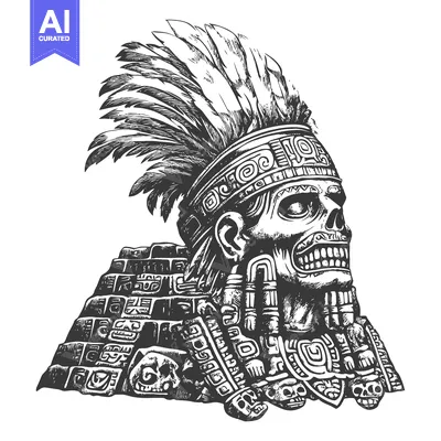 Popular premium asset: Aztec Skull with Feathers and Geometric Patterns
