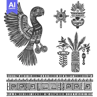 Popular premium asset: Aztec Style Bird, Sun, Vase, and Geometric Patterns