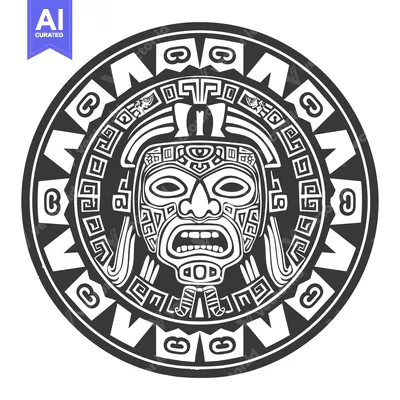 Popular premium asset: Aztec Style Circular Design with a Masked Figure
