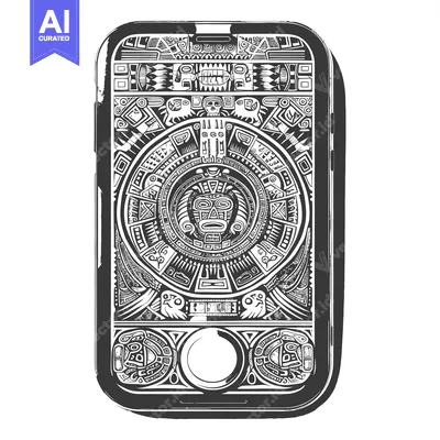 Aset desain premium: Aztec-Style Smartphone with Tribal Design