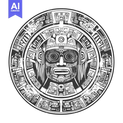Aset premium populer: Aztec Sun God with Intricate Design