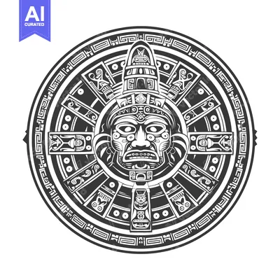 Aset premium populer: Aztec Sun God with Intricate Geometric Design