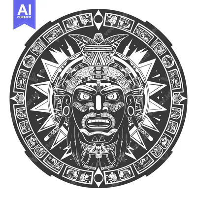 Aset premium populer: Aztec Sun God with Ornate Circular Design