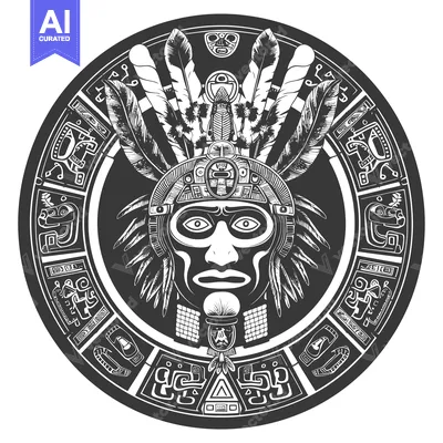 Popular premium asset: Aztec Warrior Mask with Feathers and Glyphs in a Circular Frame